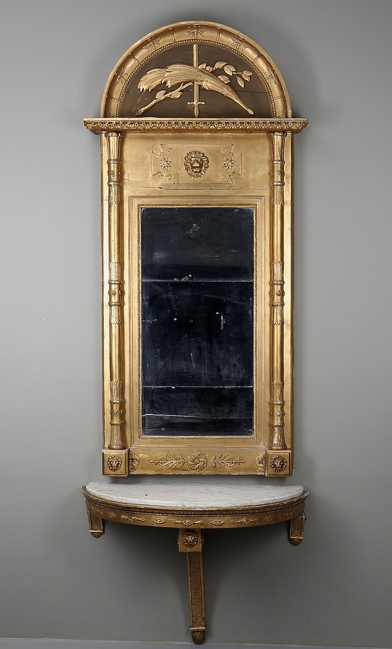 SPEGEL samt KONSOLBORD, empire, 1800-talets första hälft.
