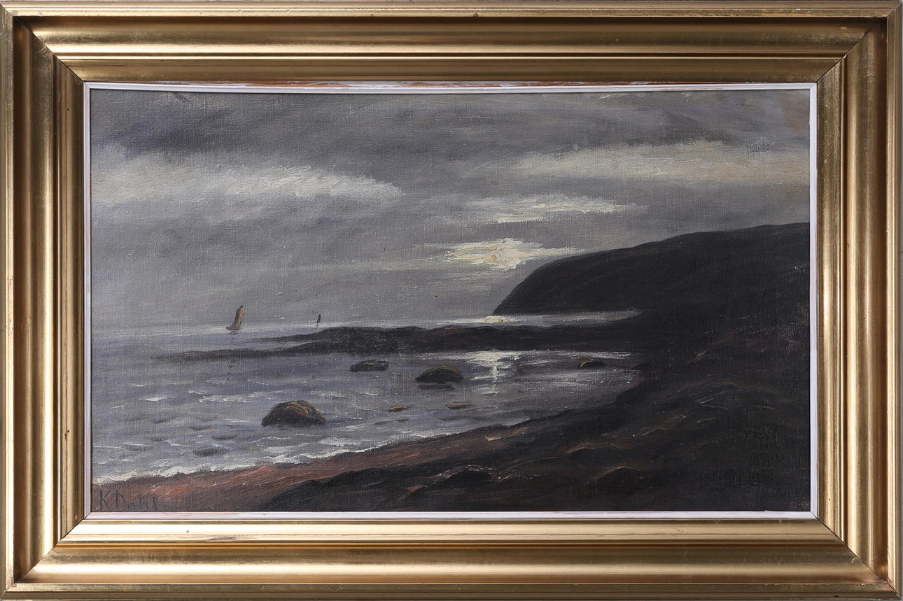 KARL ARVID DAL. Strandmotiv, olja på duk, signerad.