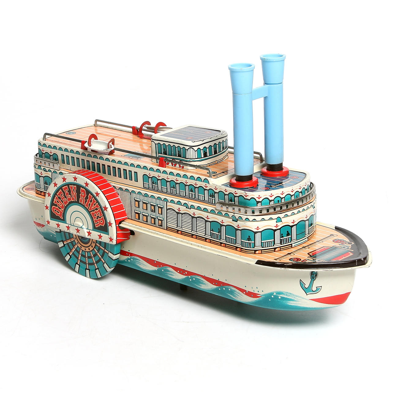 ÅNGBÅT, litograferad plåt, "Modern Toys", Japan. 1900-talets mitt.