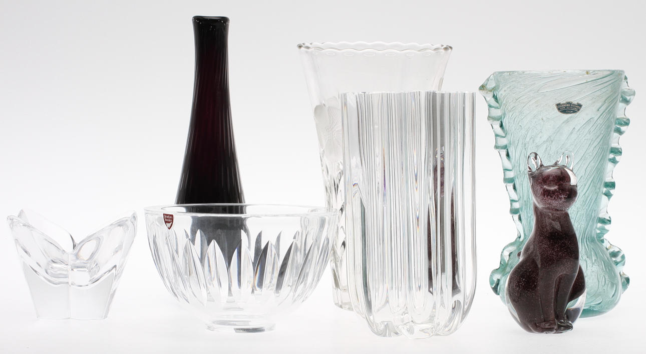 PARTI GLAS, 7 delar, Orrefors, Kosta, Åfors m.fl.