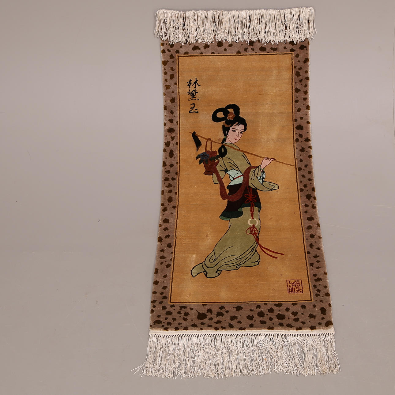 MATTA, silke, handknuten, 47 x 106 cm, signerad, Japan, geisha.