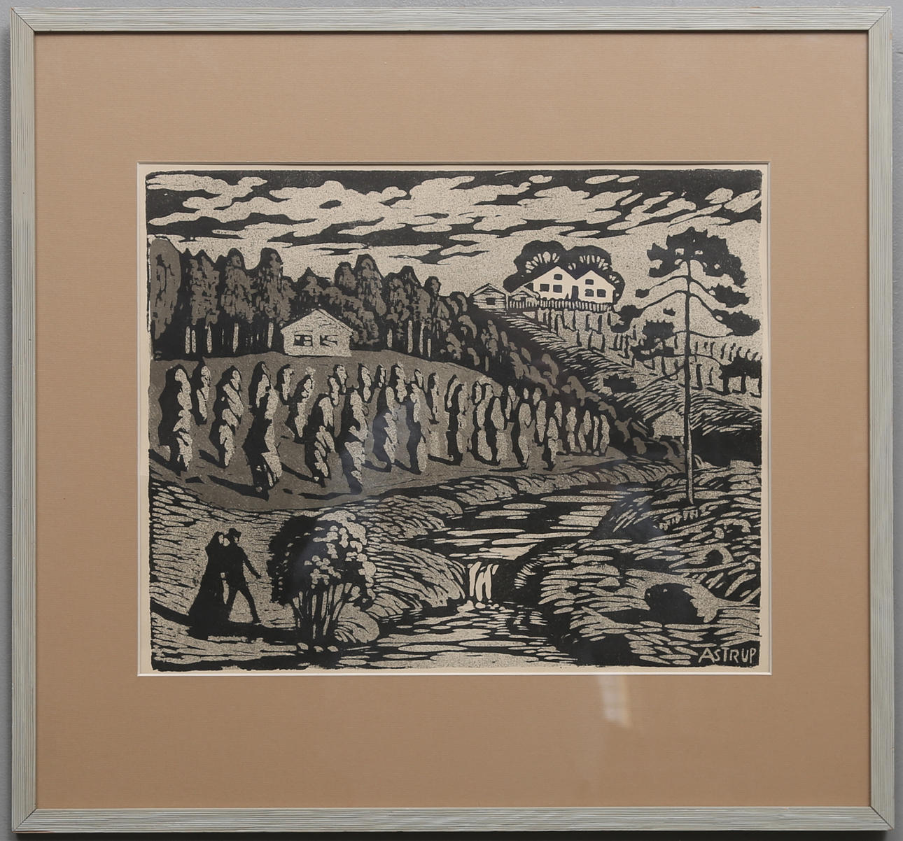 NIKOLAI JOHANNES ASTRUP. After. "Great Barn Stork". Woodcut, signed in the print.