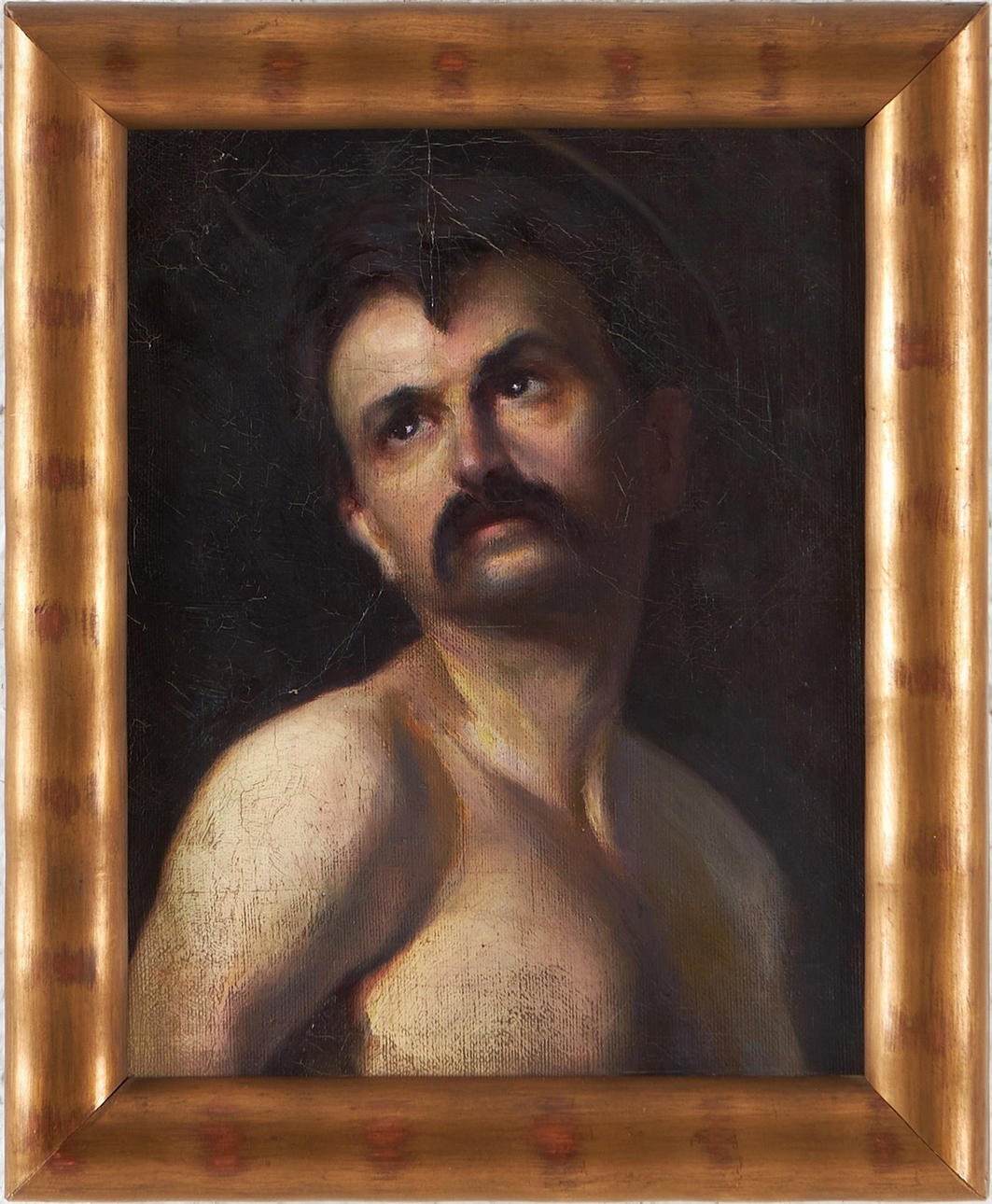 OIDENTIFIERAD KONSTNÄR. study of man with moustache, oil on canvas, unsigned, 19th century.