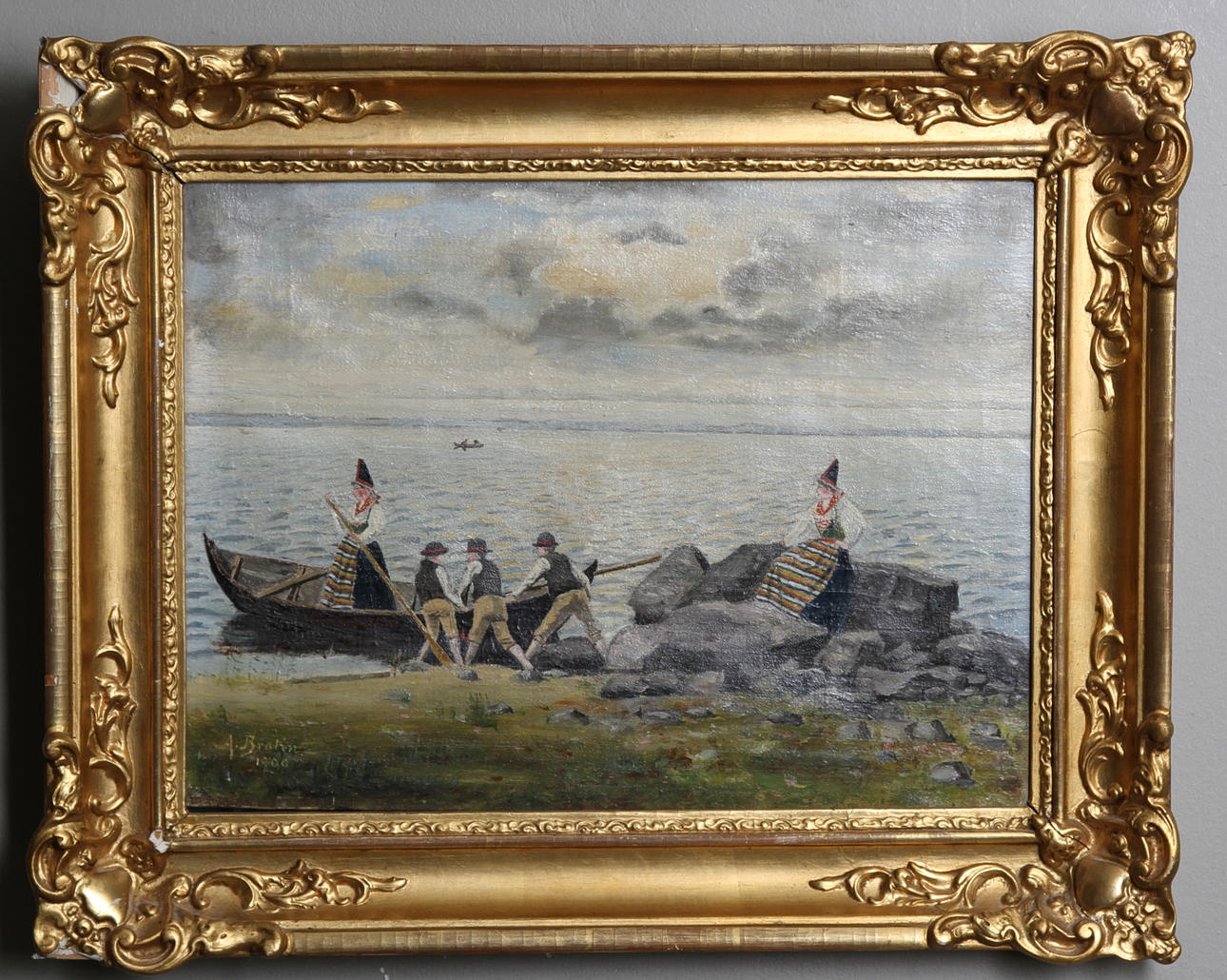 OKÄND KONSTNÄR, olja på duk, signerad A Brolin -1900.