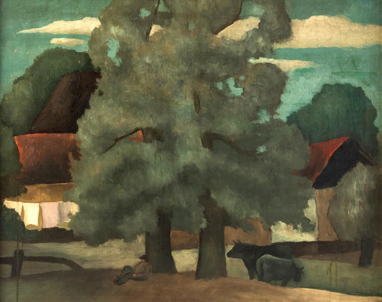 EBERHARD VIEGENER (1890-1967). Landscape with a farm.