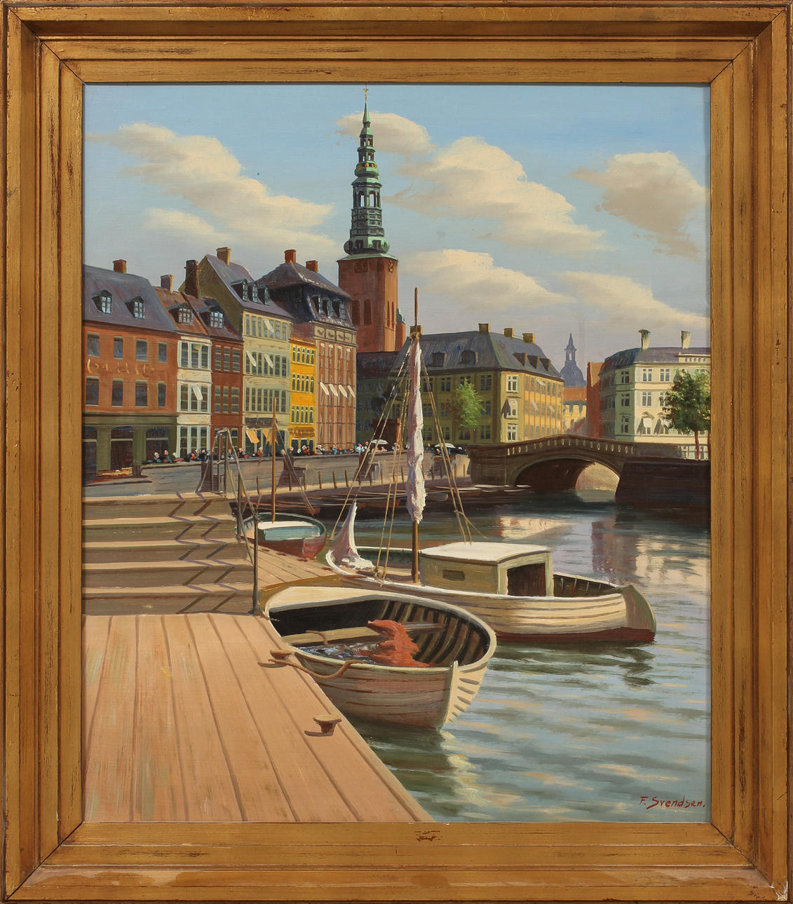 FREDRIK WILHELM SVENDSEN. Stadsbild. Olja på duk, signerad.