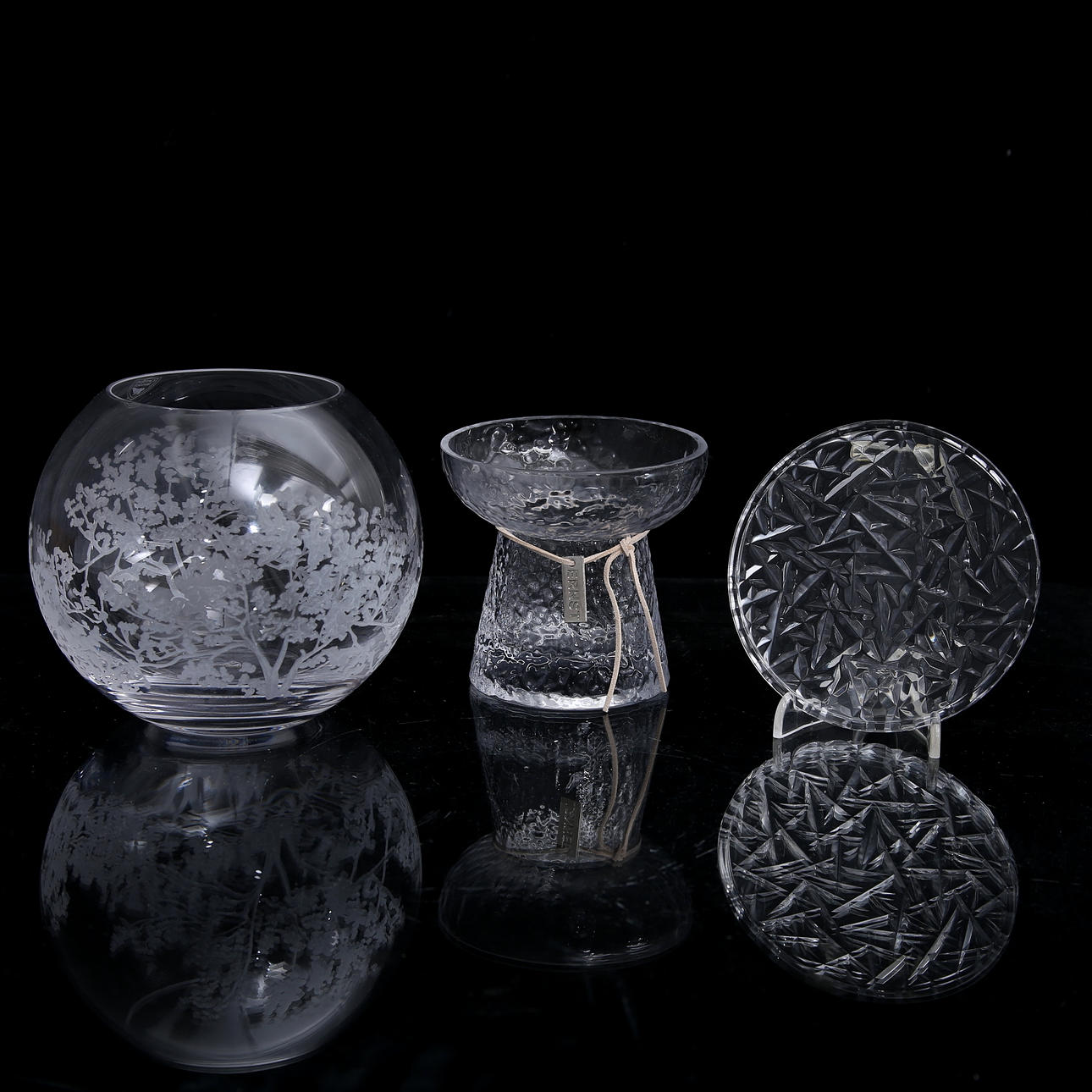 KONSTGLAS, 3 delar, Orrefors, Ernst.