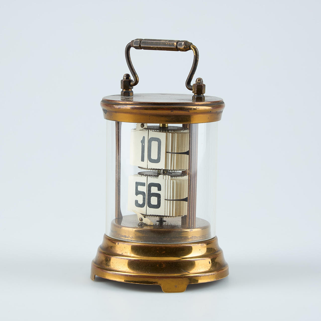 TABLE CLOCK, Plato Clock, brass, plastic glass.
