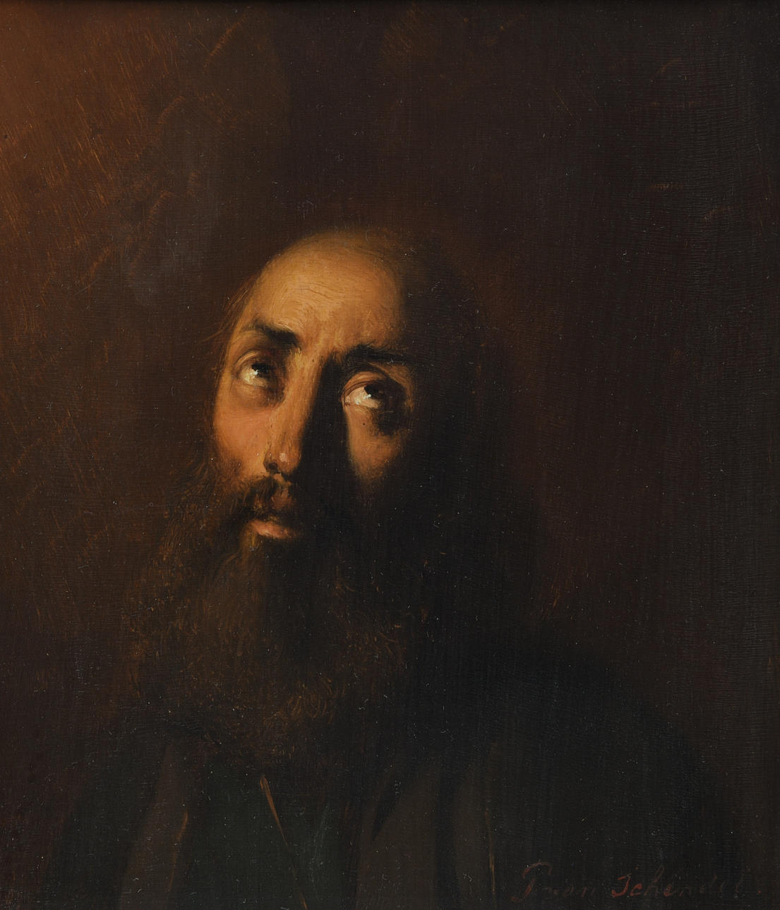 SCHENDEL, PETRUS VAN (1806 TERHEYDE - 1870 BRÜSSEL). ”Skäggig man i ljusets glöd”.