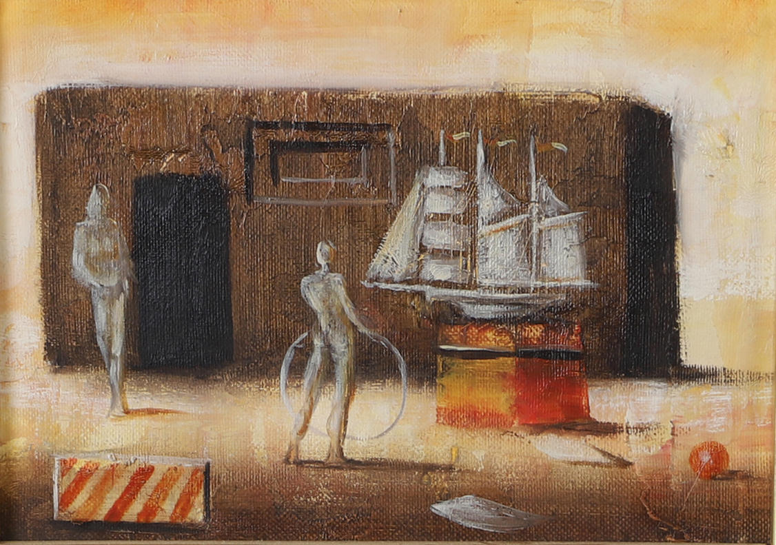 OIDENTIFIERAD KONSTNÄR. Komposition, olie på lærred, usigneret.