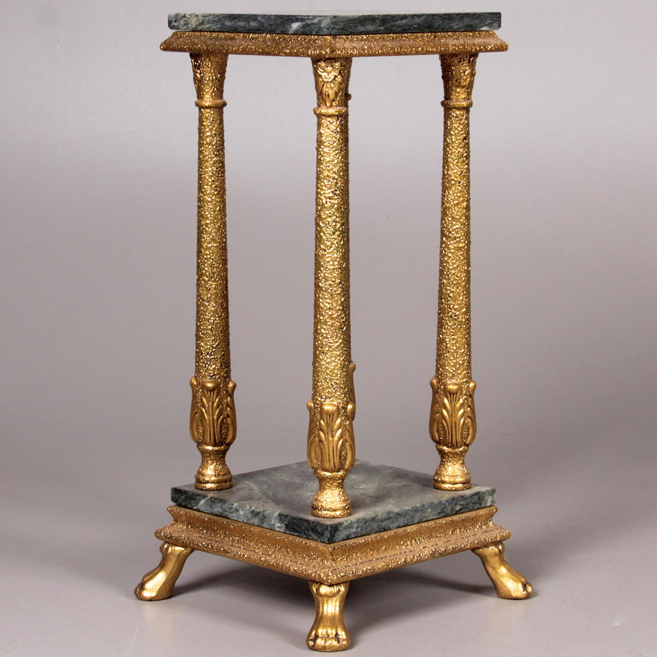 PIEDESTAL, med stenskiva, förgylld, 1900-tal.