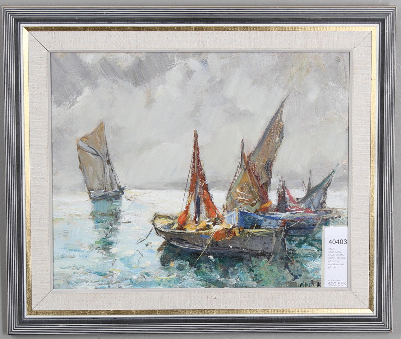 KNUT NORMAN SAMT OKÄND KONSTÄR, olja på pannå respektive olja på duk.