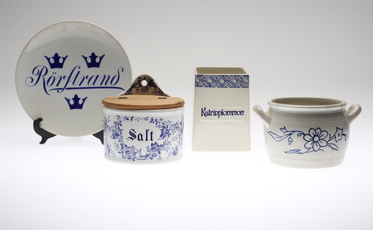PARTI KERAMIK, 4 delar, bl.a speceriburkar, krus och tallrik, Rörstrand & Gustavsberg.