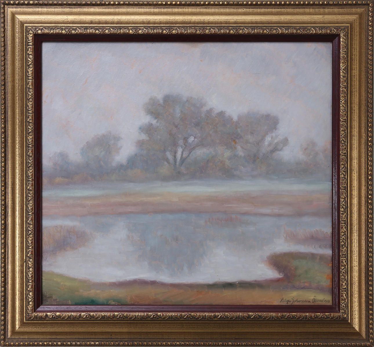 HELGE JOHANSSON. "Möckelmossen, Öland", olja på duk, signerad o daterad Helge Johansson 1918.