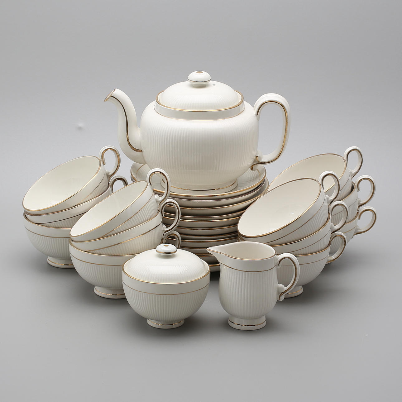 TESERVIS, 27 delar, porslin, "Teneriffa", Uppsala Ekeby, Gefle.