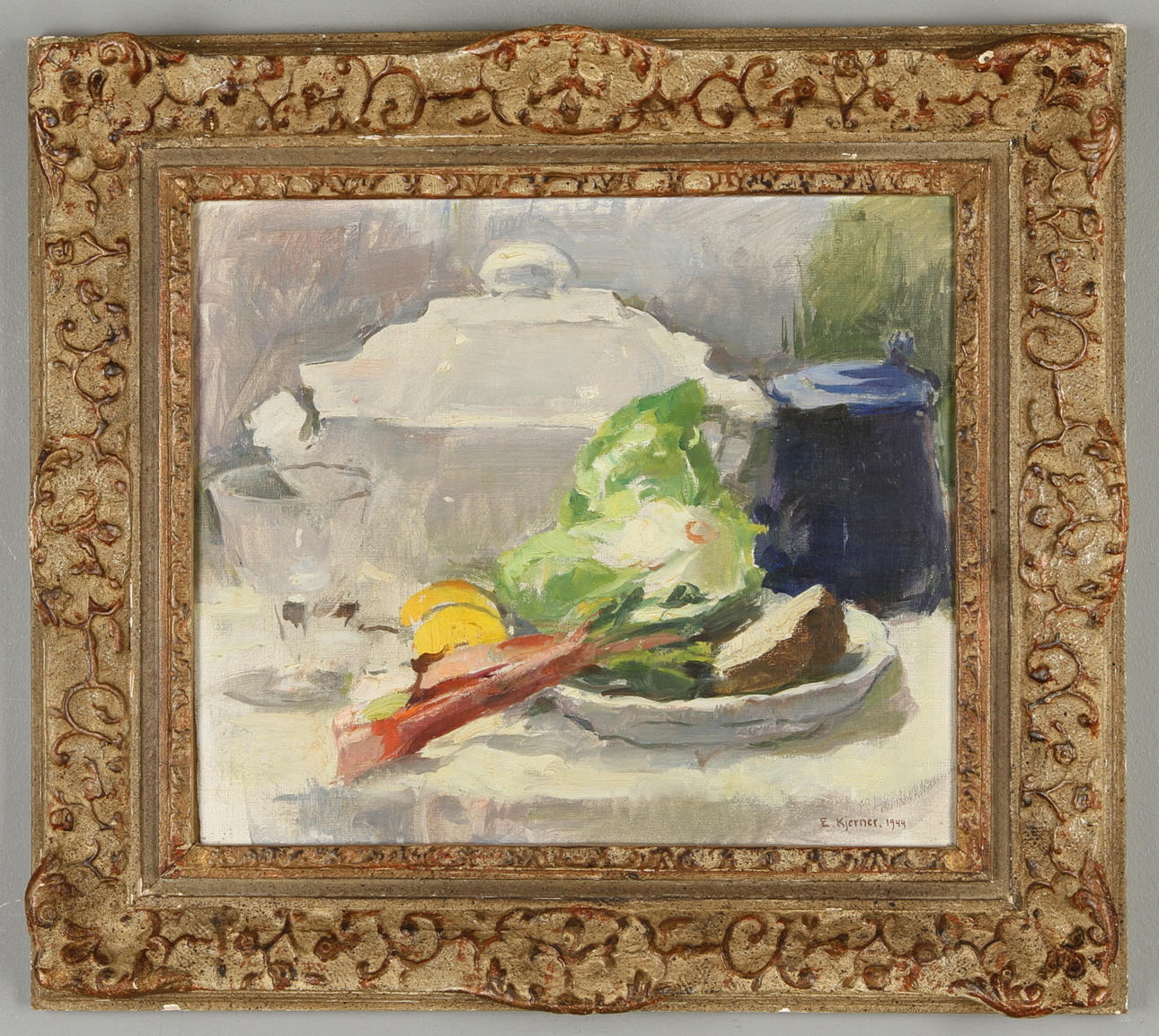 ESTHER KJERNER. Stelleben, olja på duk, signerad och daterad 1944.