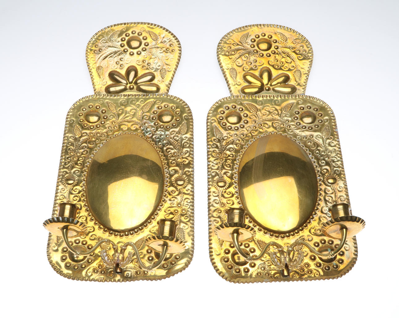 LJUSPLÅTAR, 1 par, mässing, W Bratt, Jönköping.