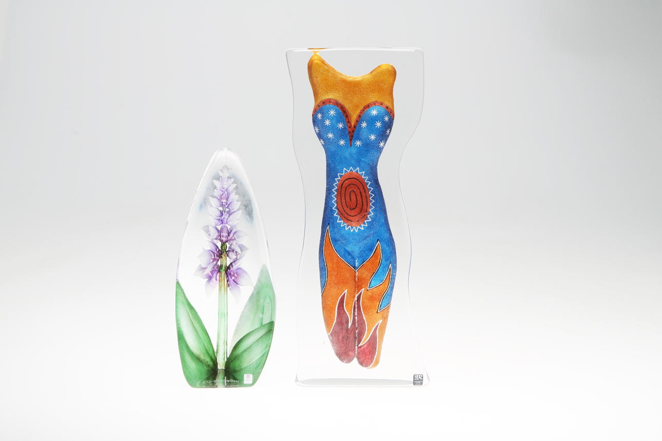 GLASSKULPTURER, 2 st, Erika Höglund samt Mats Jonasson, Målerås.