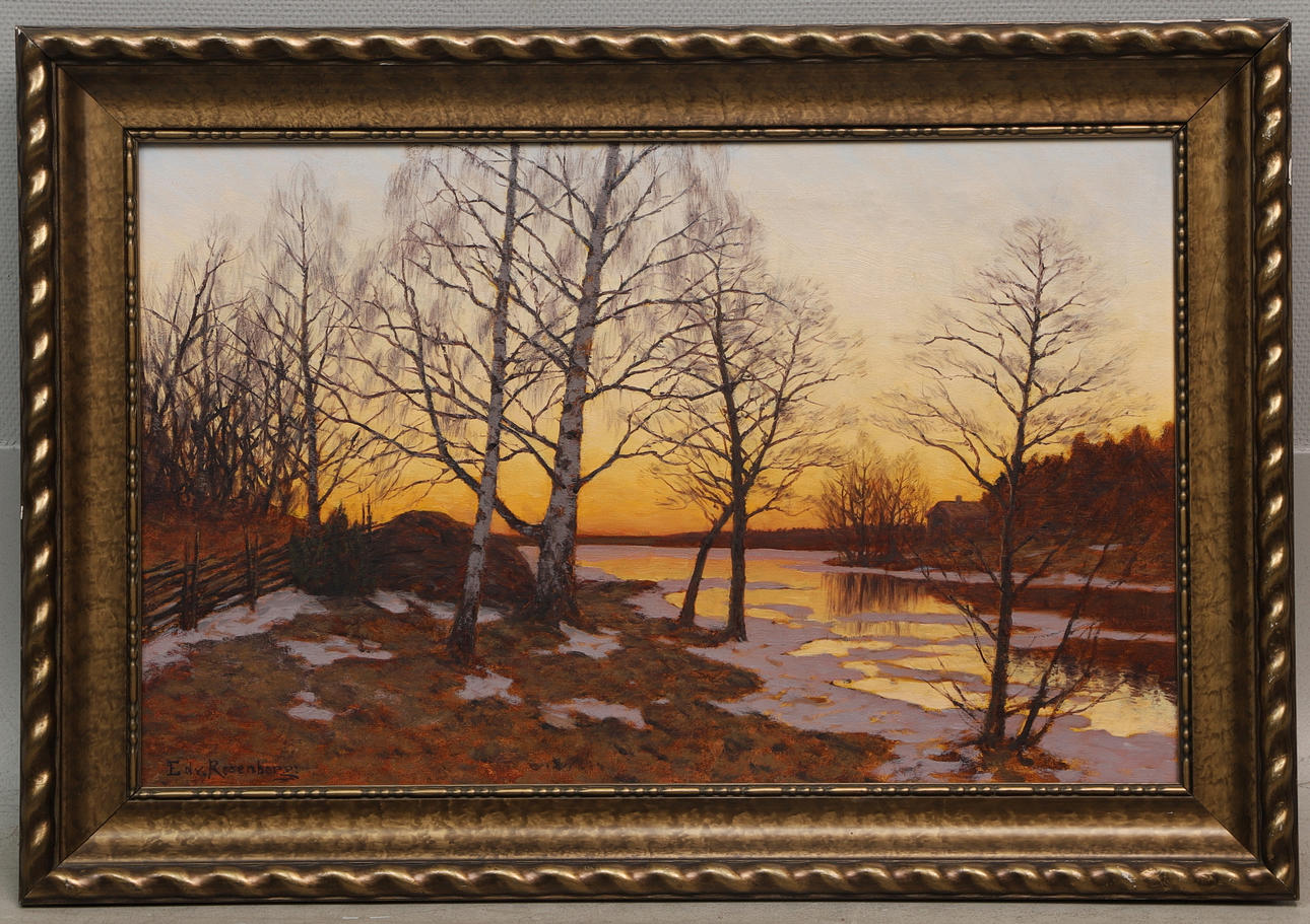 EDVARD ROSENBERG. Oil on canvas, Evening blush, signed.