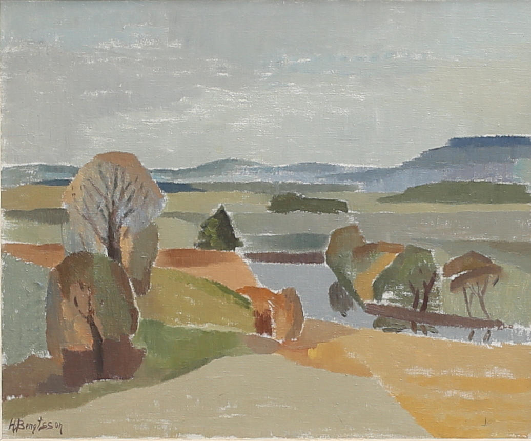 HILMER BENGTSSON. Höstlandskap med å, olja på duk, signerad H Bengtsson.