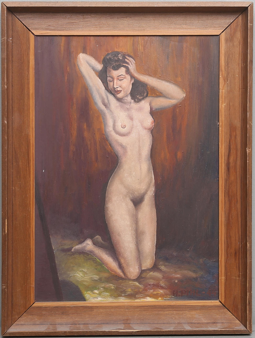 OIDENTIFIERAD KONSTNÄR. Olja på pannå, signerad H. Pihl och daterad -44.