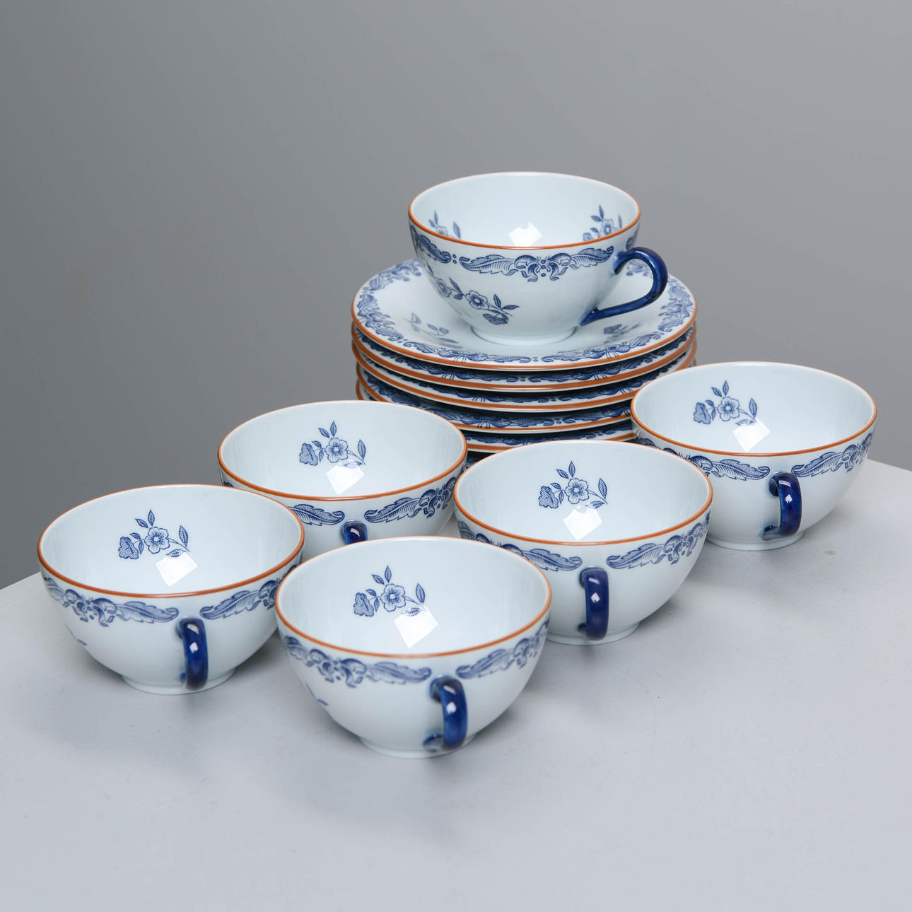 KOPPAR med FAT, 6 delar, "Ostindia", Rörstrand.