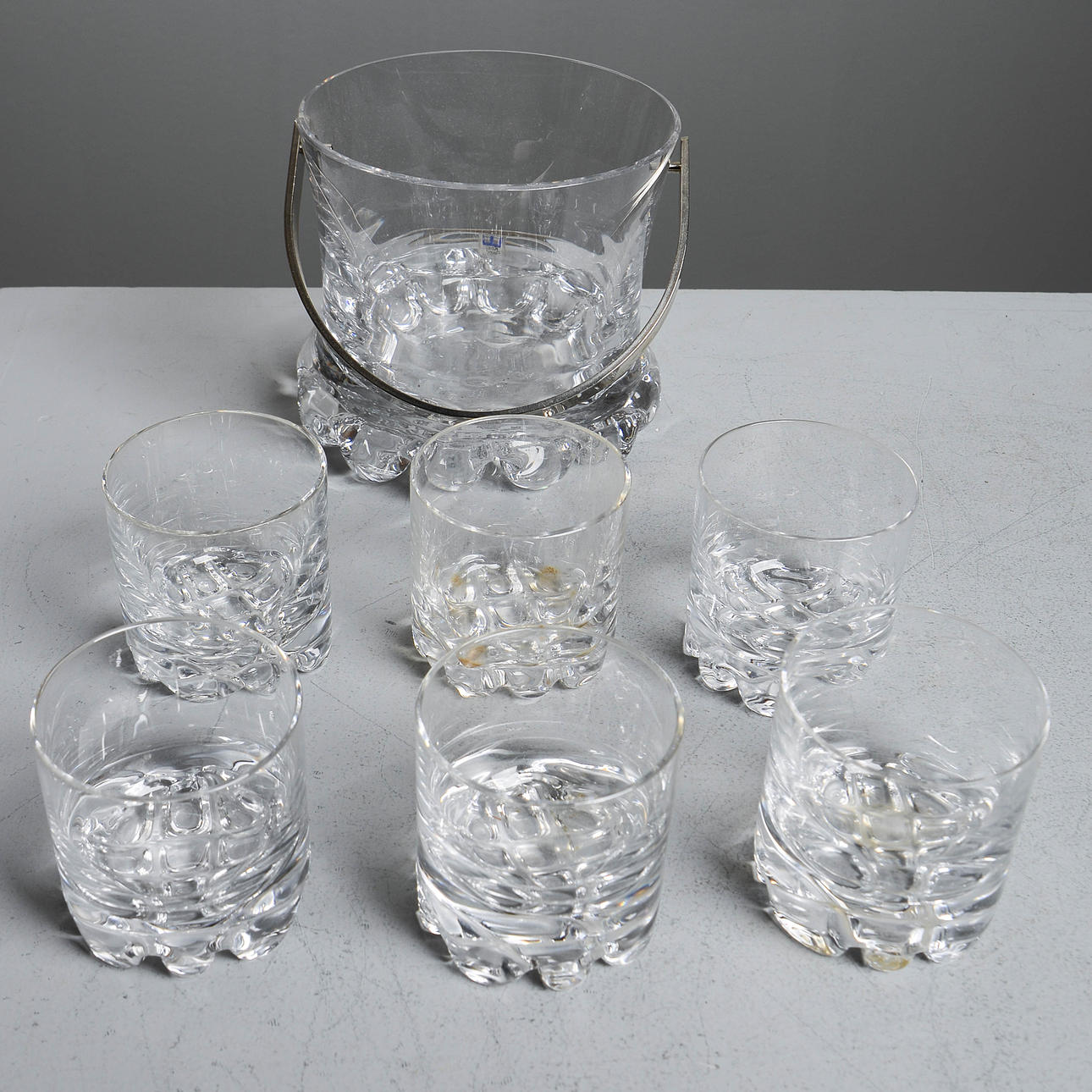 OLLE ALBERIUS. "Erik", 6 wiskeyglas, Orrefors.