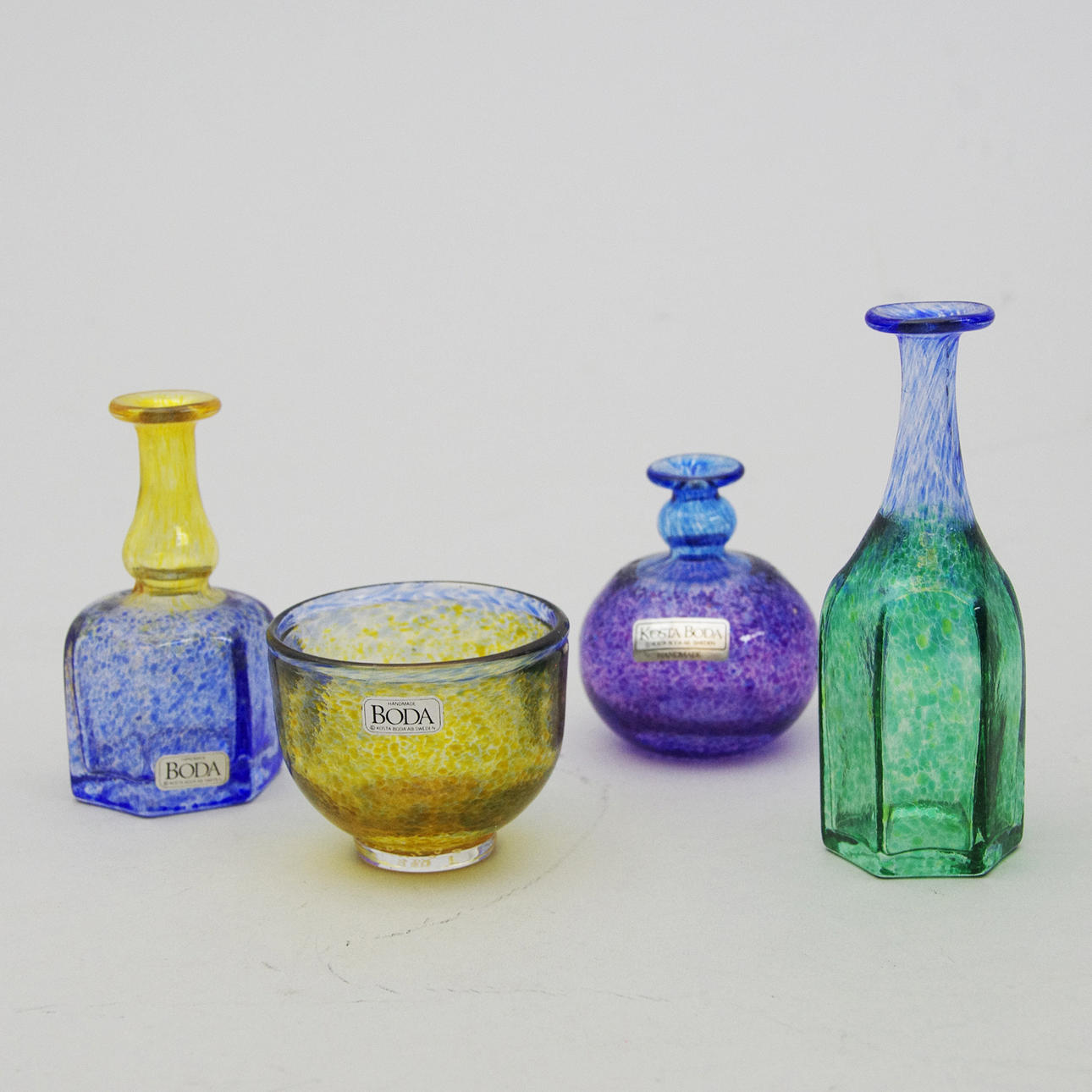 MINIATYRER, 4 stycken, konstglas, Bertil Vallien, Kosta Boda.