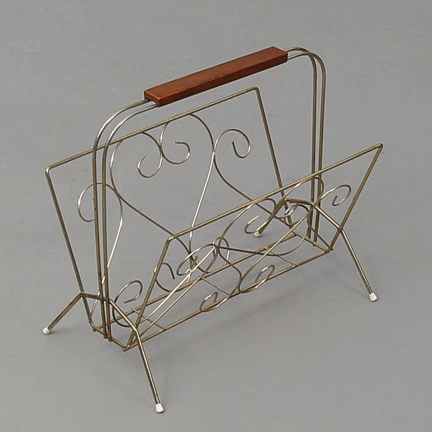 TIDNINGSSTÄLL, gulmetall, 1950/60-tal.