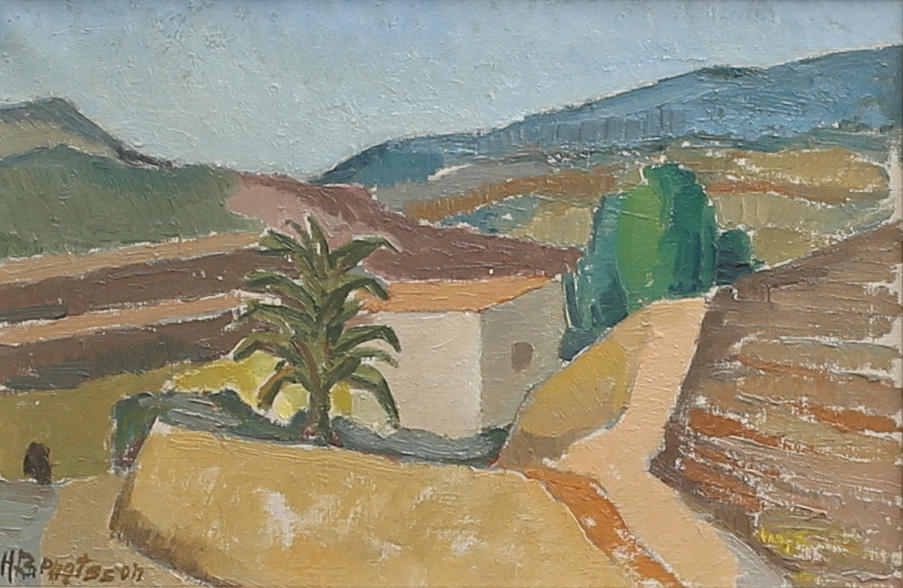 HILMER BENGTSSON. Sydländskt landskap, olja på duk, signerad H Bengtsson.