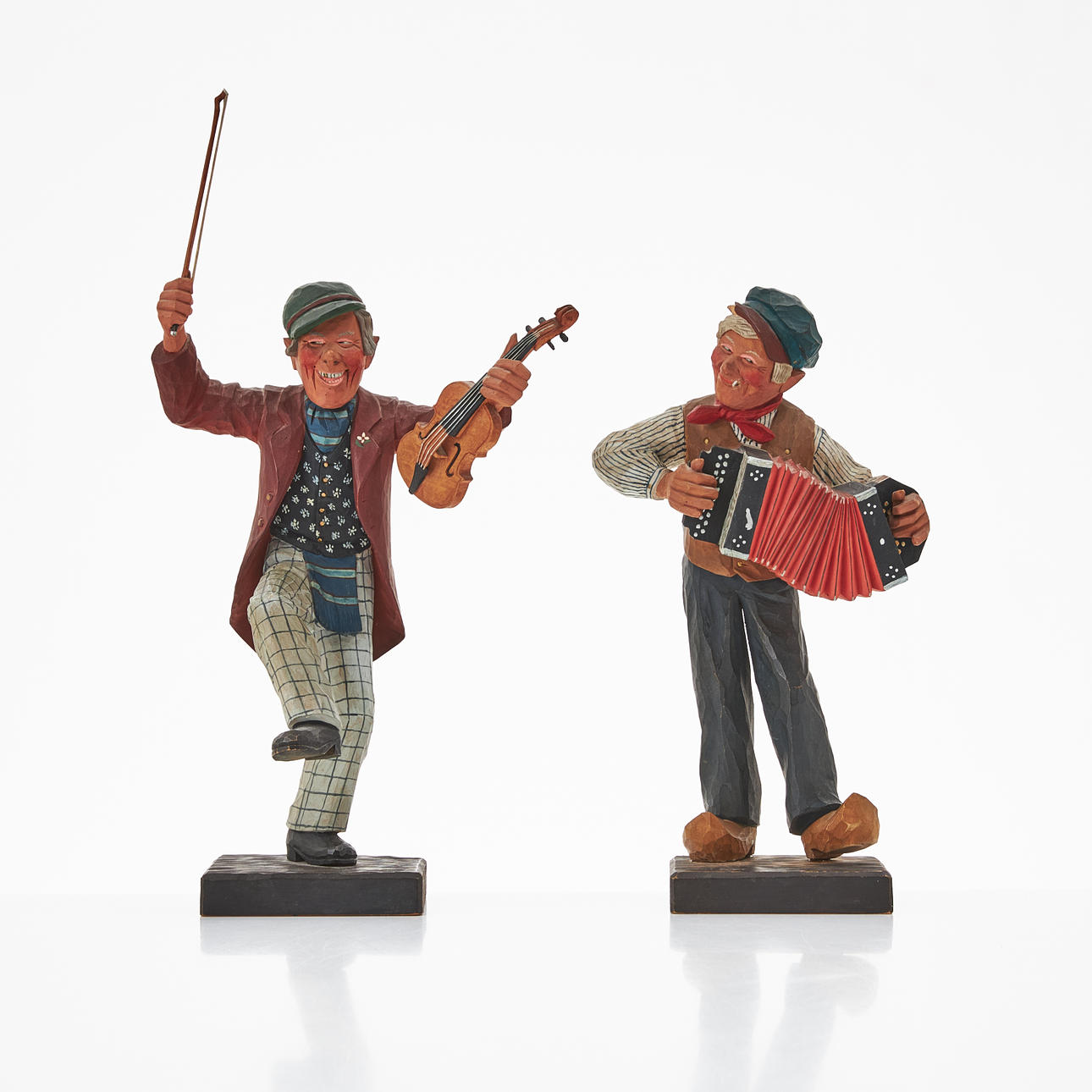 HERMAN ROSELL. Violin and accordion, sculpted and painted wood, signed ...