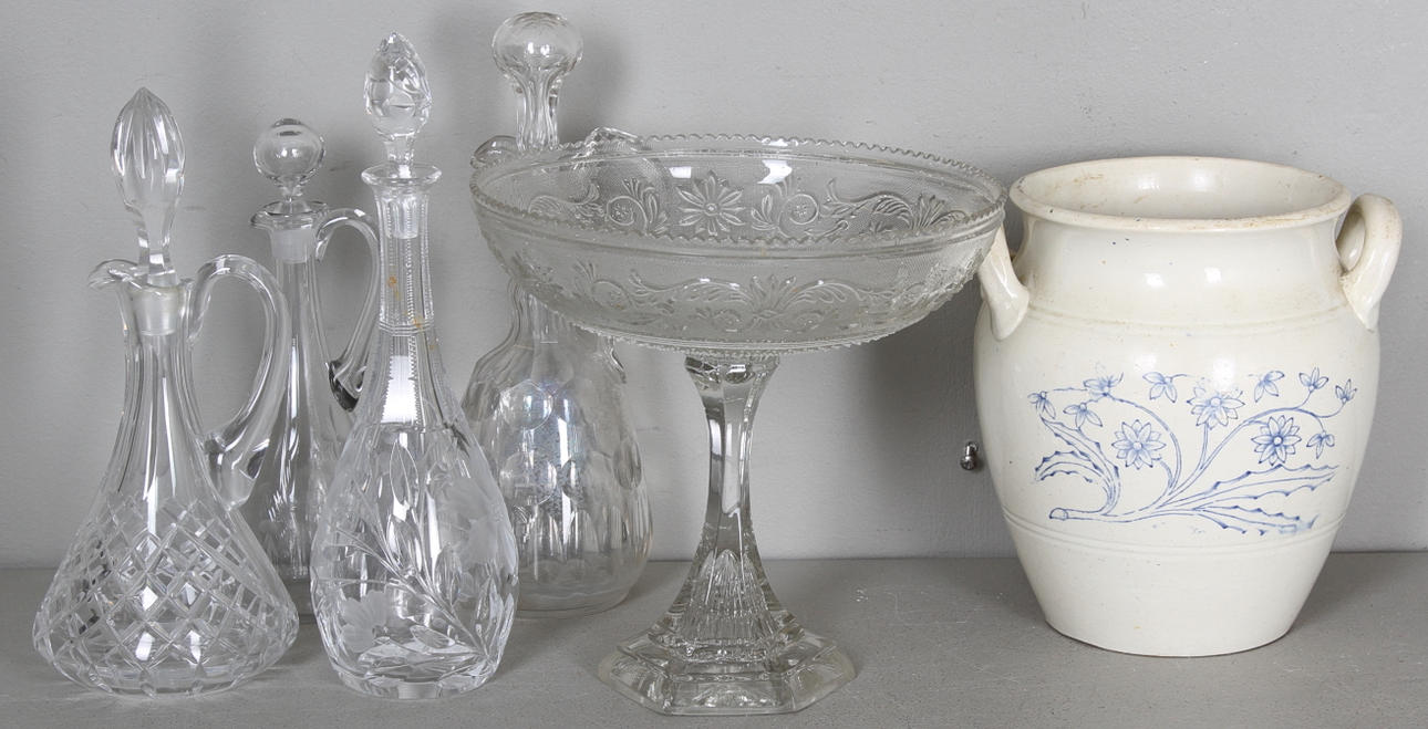 KERAMIK och GLAS, 6 delar, 1800-1900-tal.