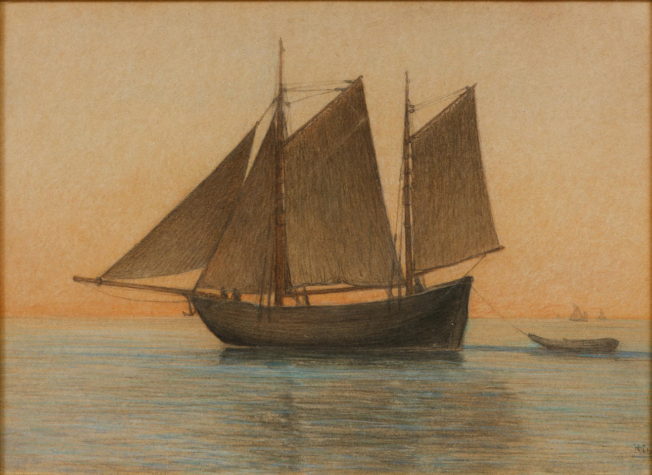 KARL  NORDSTRÖM. Segelschiff, gemischte Technologie.