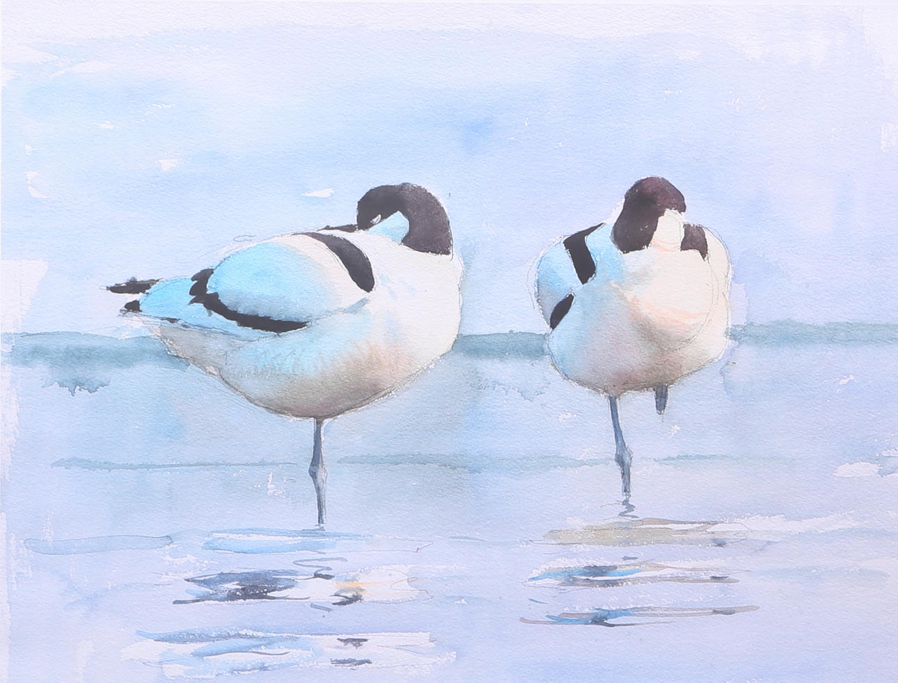 LARS JONSSON. Tryck, komposition med fåglar.