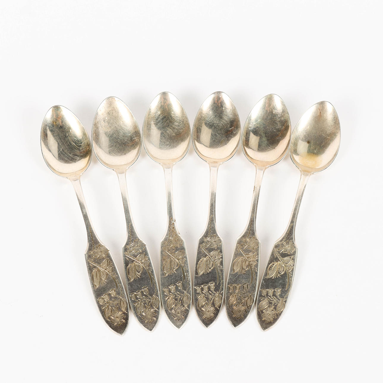 KAFFESKEDAR, 6 stycken silver, "Tornedalssilver".