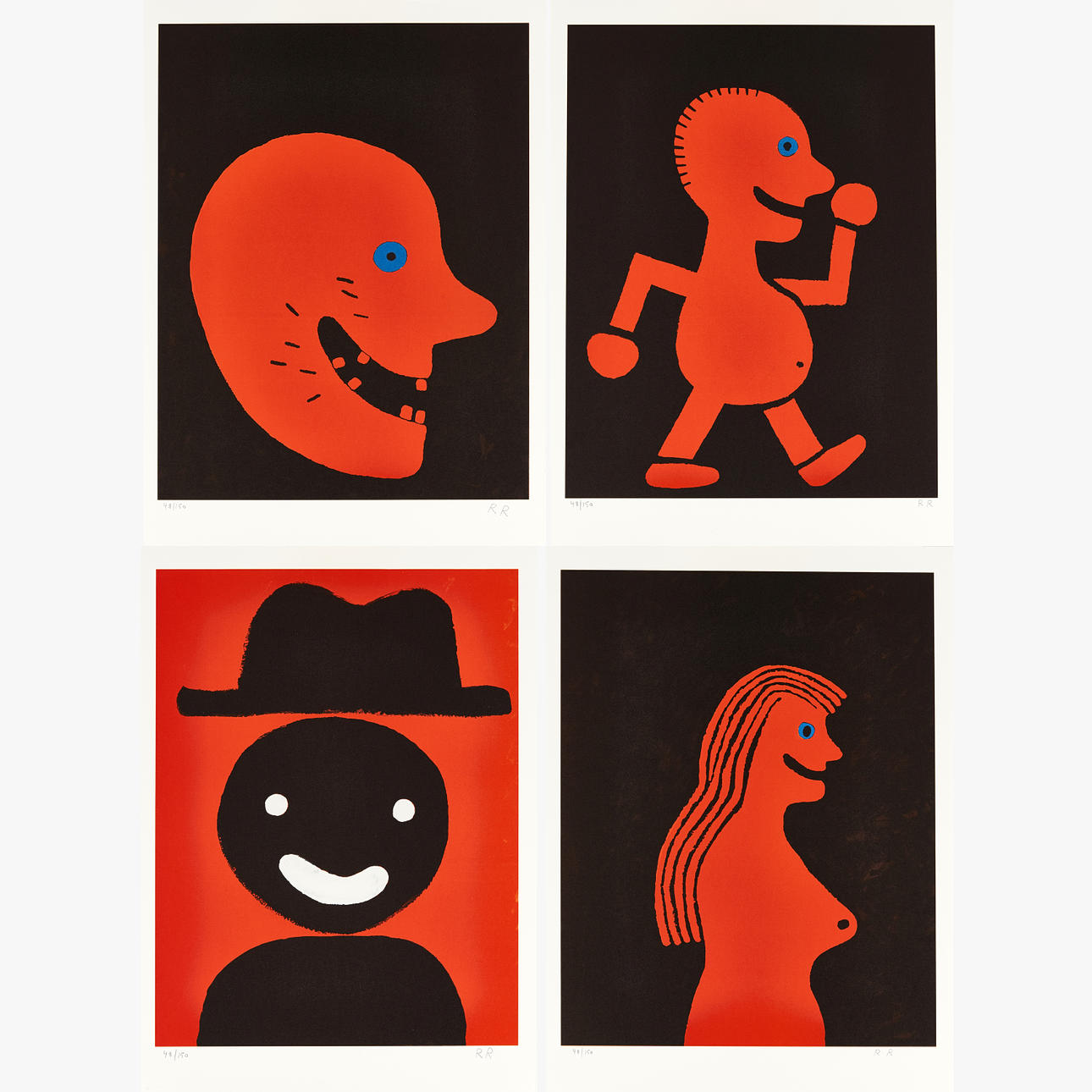 ROGER RISBERG (Sweden, Göteborg,1956-2011), “FOUR LITHOGRAPHIES”, Complete folder, containing 4 colour lithographs, signed and numbered 48/150.
