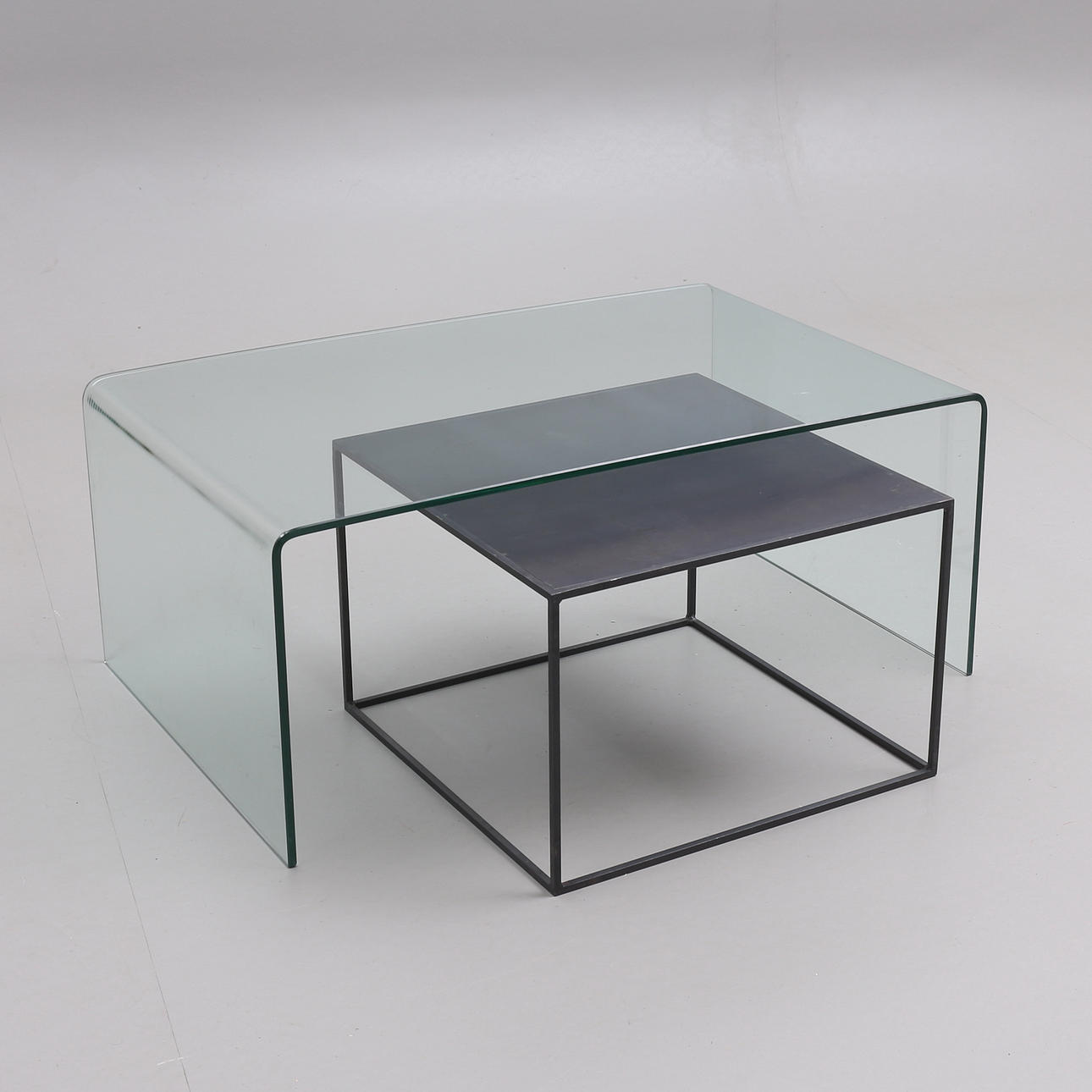 SOFFBORD, satsbord, glas/metall, samtida.