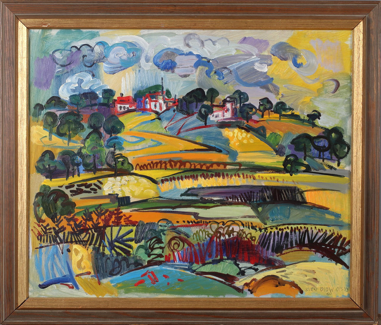 SVEN OLOW OLSSON. “Basque Landscape”, oil on panel, signed and dated 60.