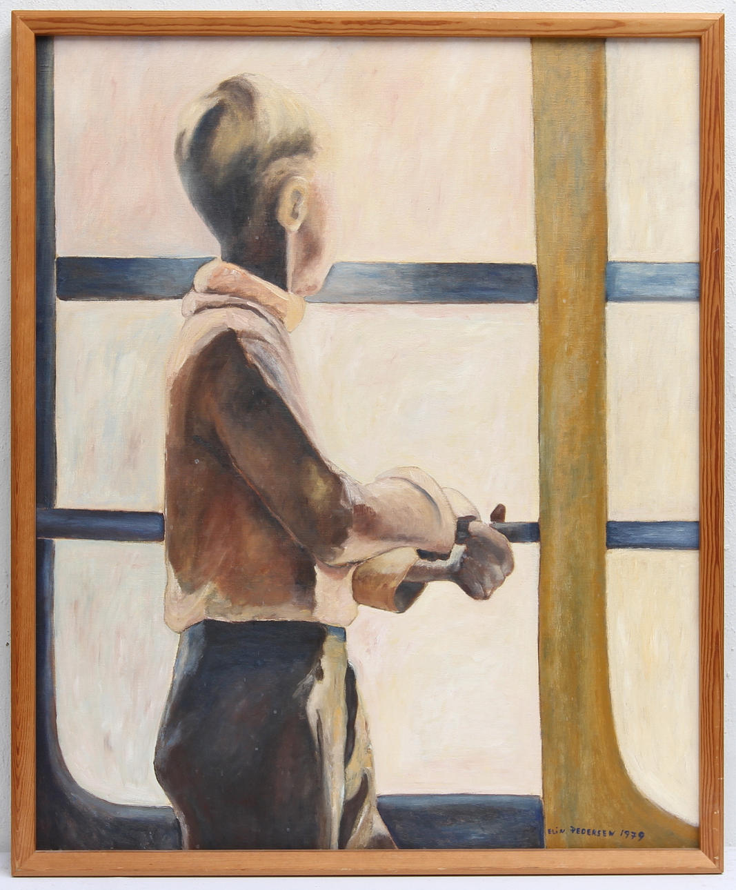 ELIN PEDERSEN. Olja på duk. Pojke, signerad-1979.