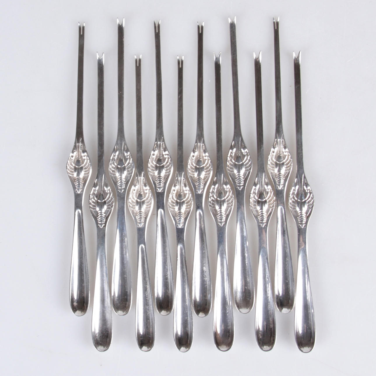 SKALDJURSBESTICK, 12 st. Nysilver, GAB, 1900-talets första hälft.