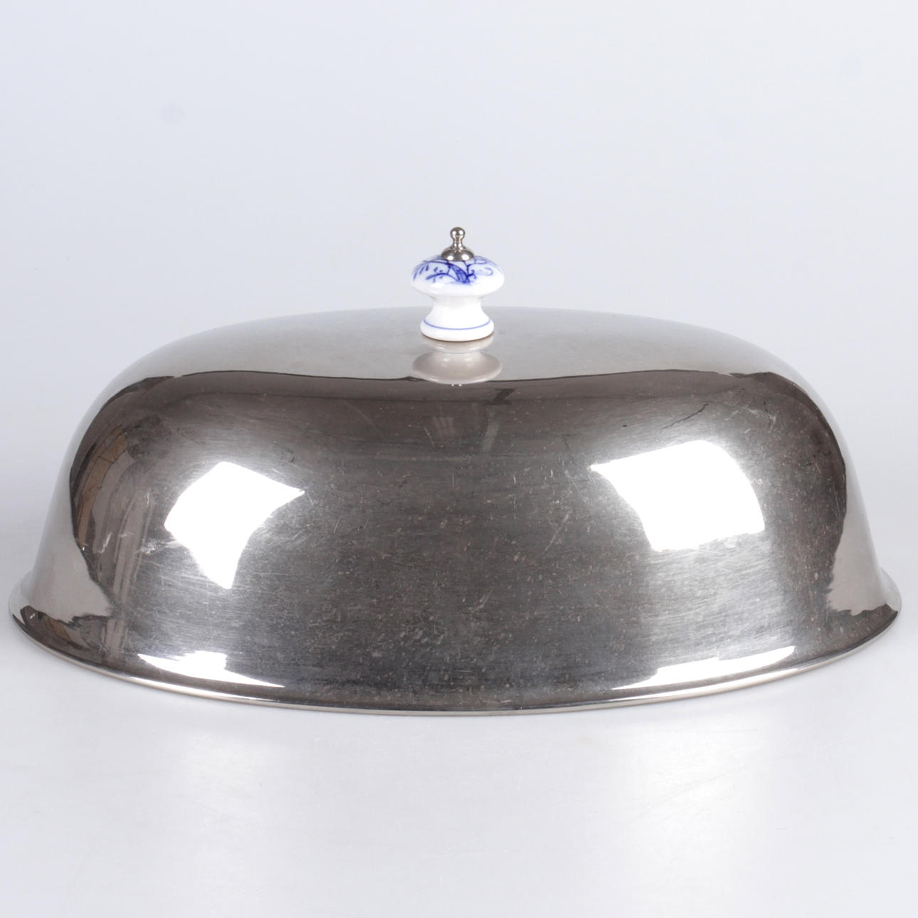 STEKHUV, nysilver, med porslinsknopp, 1900-tal.