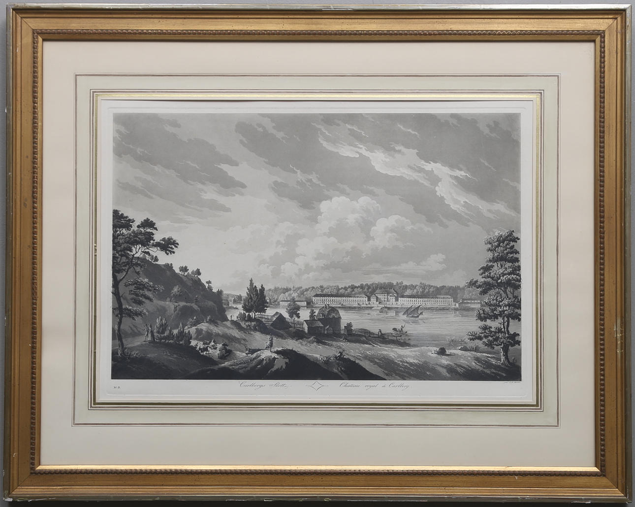 JOHAN FREDRIK MARTIN. "Carlbergs slott". Etsning, 1800-tal.