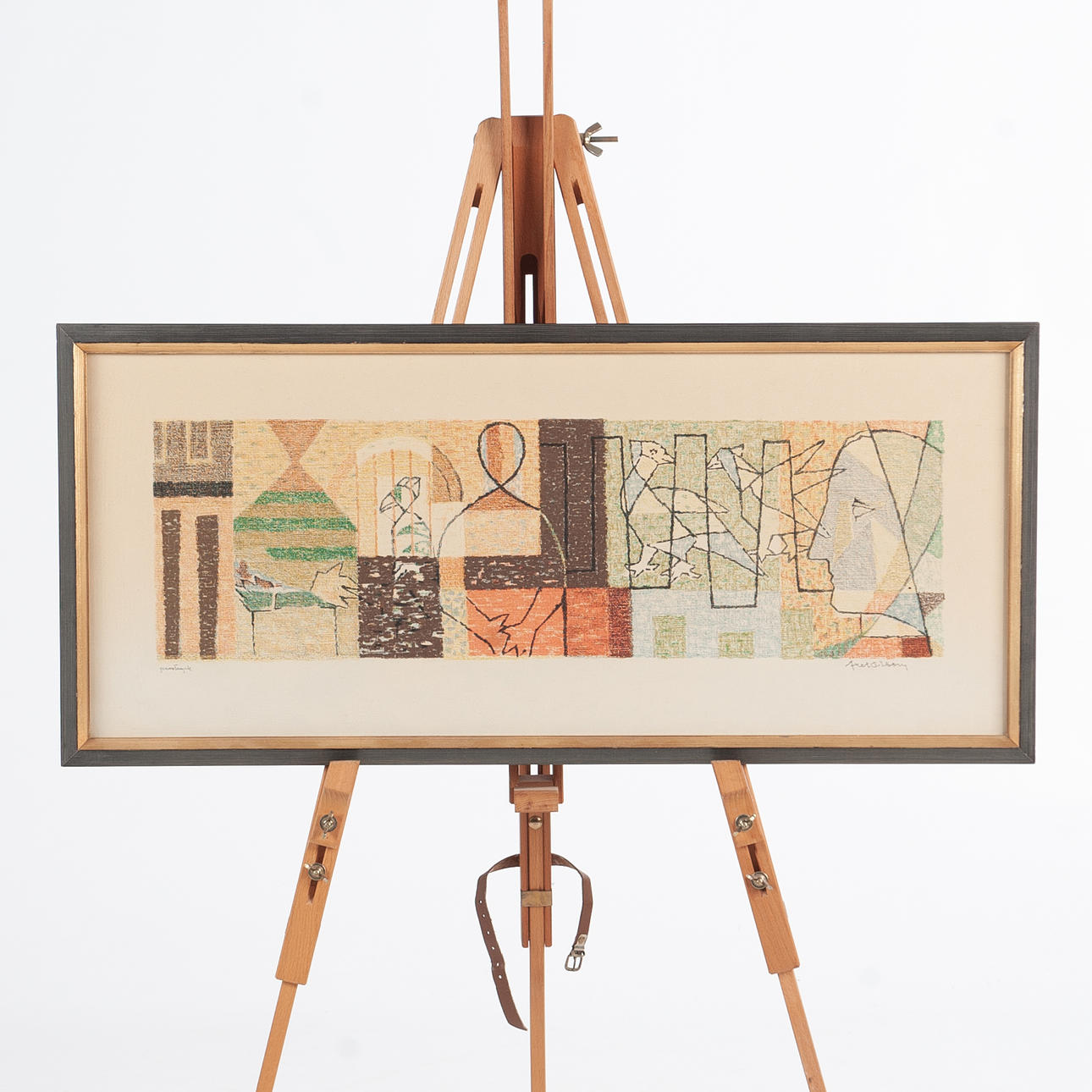 AXEL OLSON. “Fågeltorget” Lithograph, signed sample print.