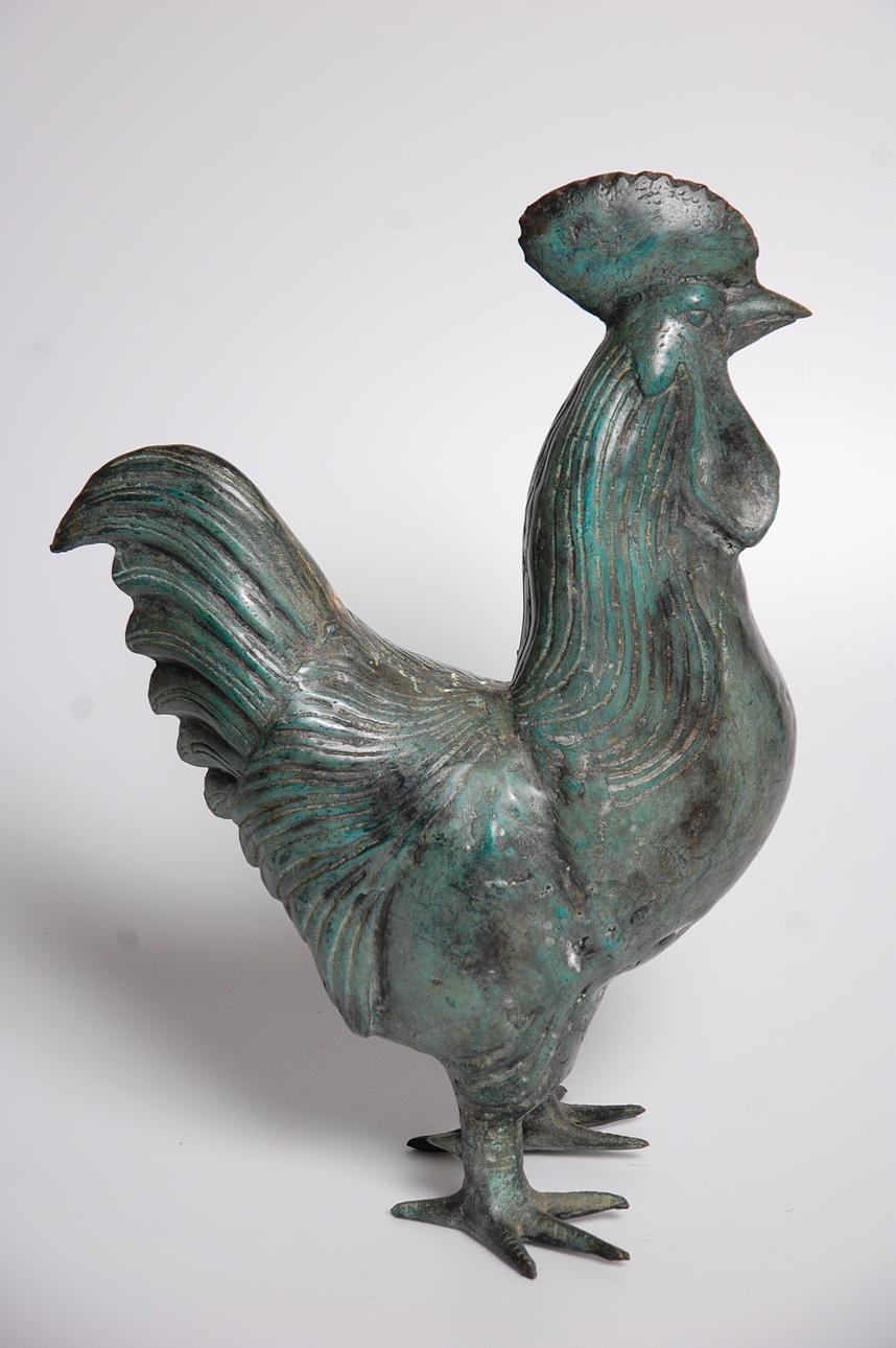 TRÄDGÅRDSSKULPTUR, Tupp, patinerad Zink, samtida.