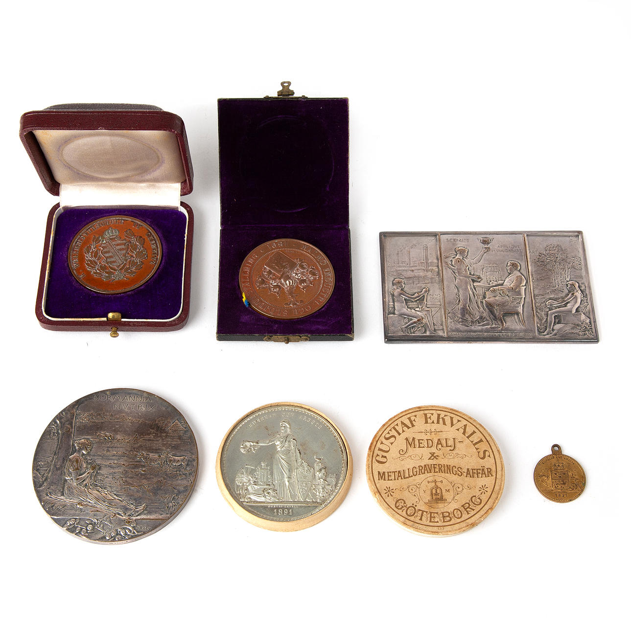 MØNTER OG PLAKETTER 6 stk.