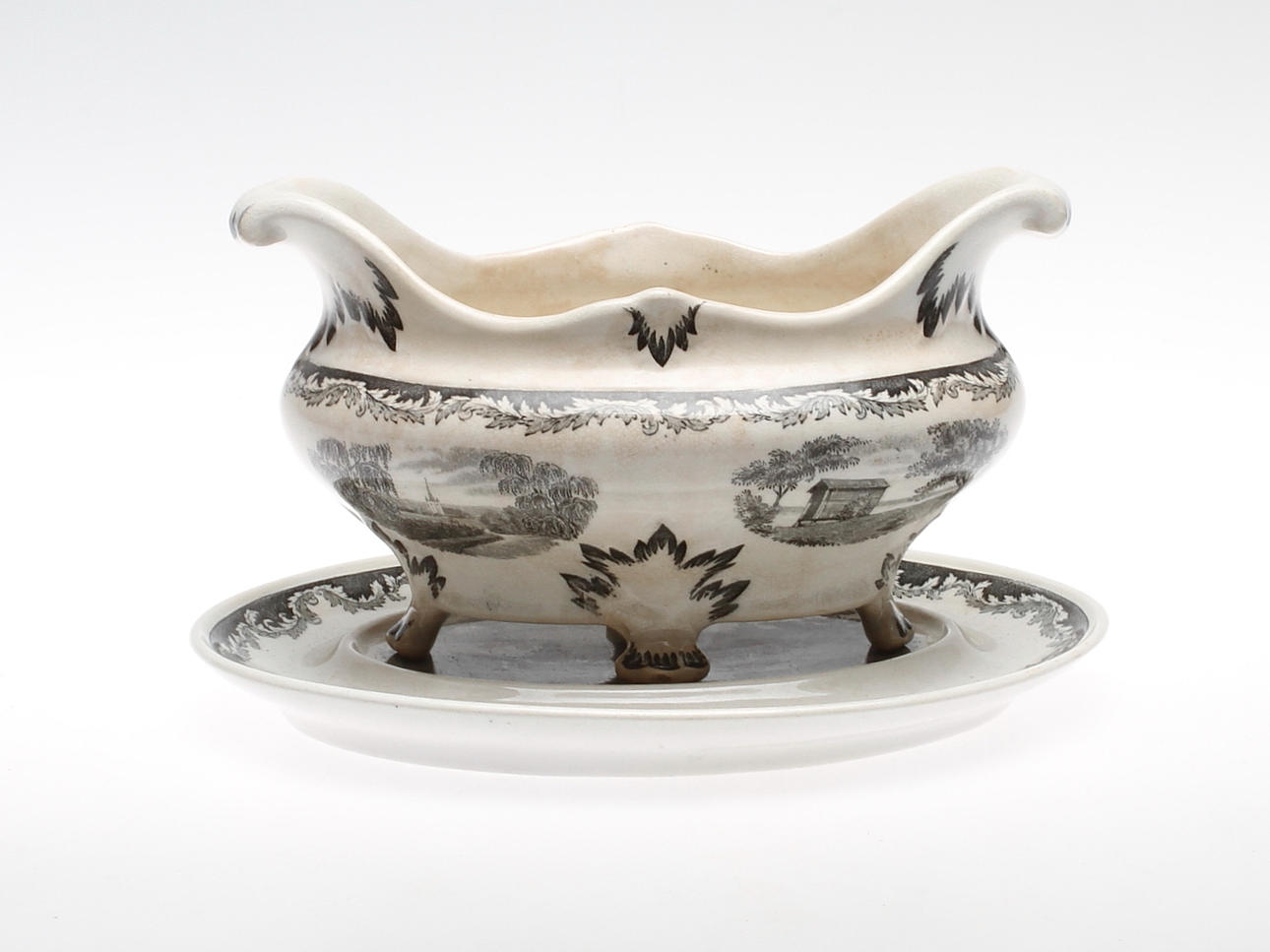 SÅSSKÅL med FAT, flintgods, "Sverige", Rörstrand.