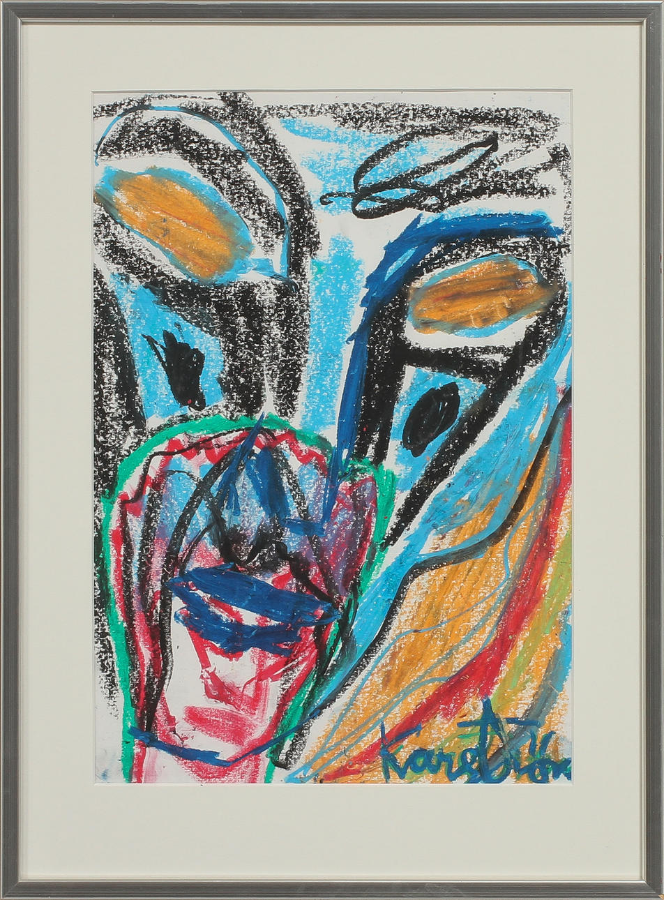 MAURITZ KARSTRÖM. Ansikte. Pastell, signerad.