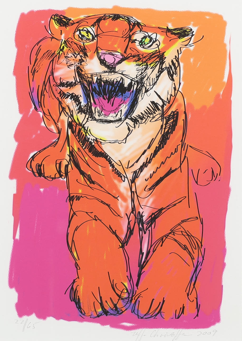 UFFE CHRISTOFFERSEN ( 1947-). Tiger. Litografi. 2009. Danmark.