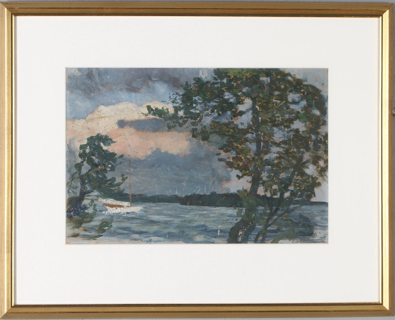 HELMER OSSLUND. Olja på papper, signerad.