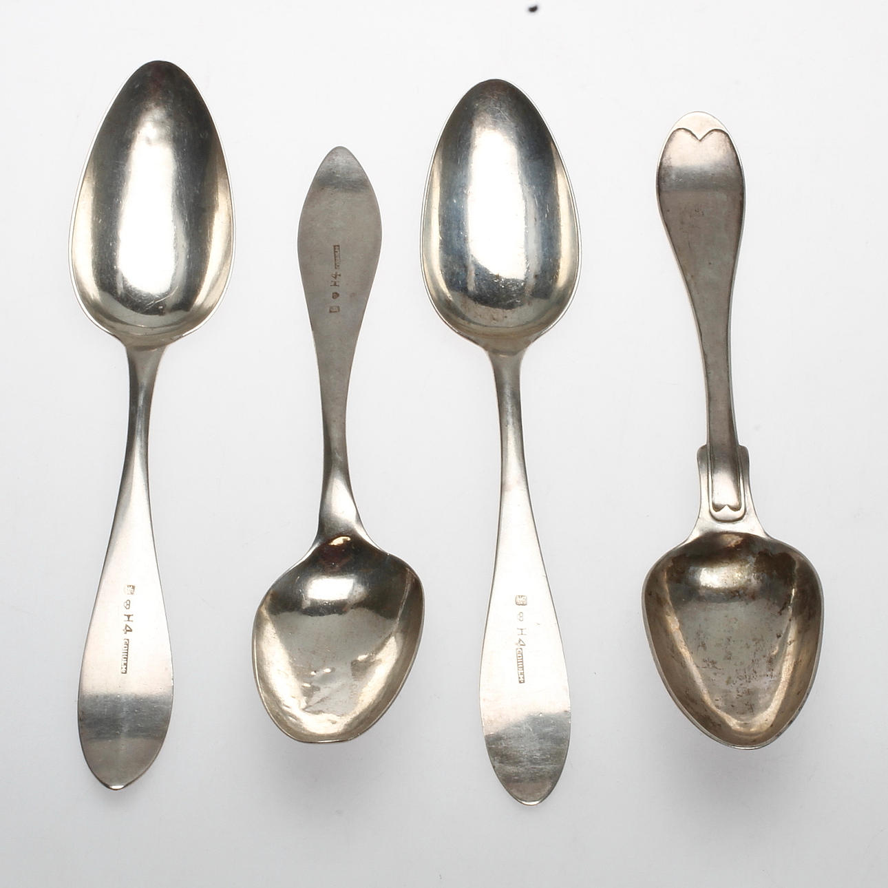 SKEDAR, 4 delar, Carl Olof Holm, 1838, Vadstena, Silver, vikt ca 188 gram.